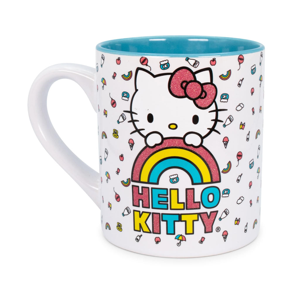 Sanrio Hello Kitty Rainbow Glitter 14 oz Ceramic Mug - Multicolor