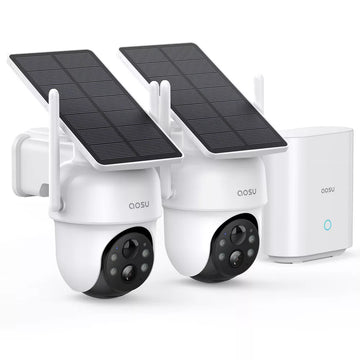 Aosu C9C-2H 2K QHD 3.0-MP Dual-Band Wi-Fi Outdoor AI-Smart Solar Security Camera Kit - White