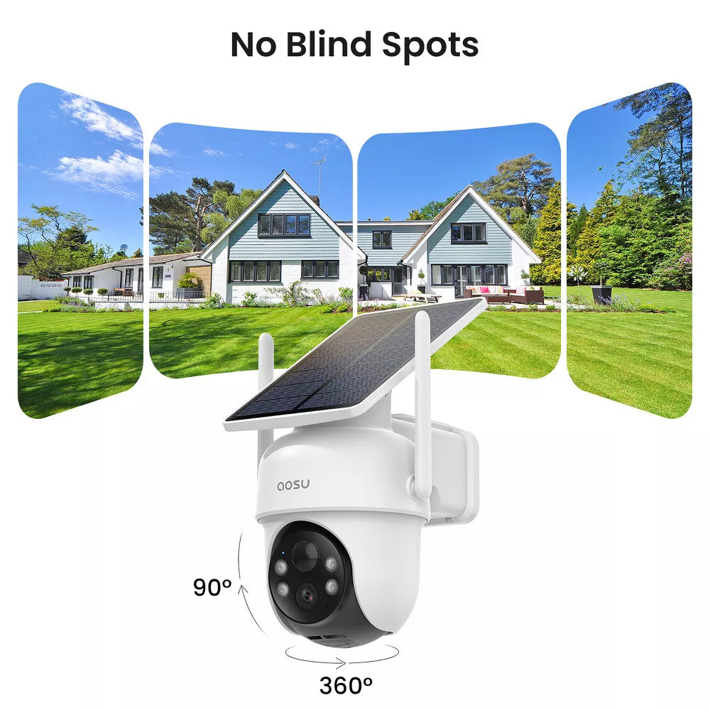 Aosu C9C-2H 2K QHD 3.0-MP Dual-Band Wi-Fi Outdoor AI-Smart Solar Security Camera Kit - White