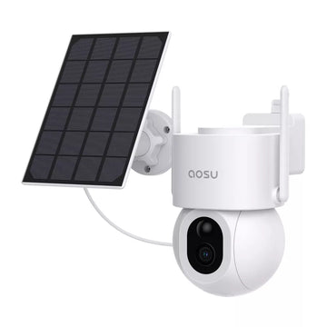 aosu C9L 3K 5.0-MP Wi-Fi AI-Smart Solar Security Camera with Panoramic PTZ and 2-Way Talk - White