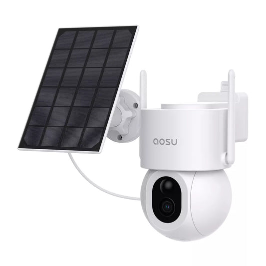 Aosu C9S 3K 5.0-MP Wi-Fi Outdoor AI-Smart Solar Security Camera with Panoramic PTZ - White