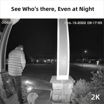 aosu V8P 2K QHD Video Doorbell Pro Smart Camera with Wi-Fi HomeBase - Gray/White