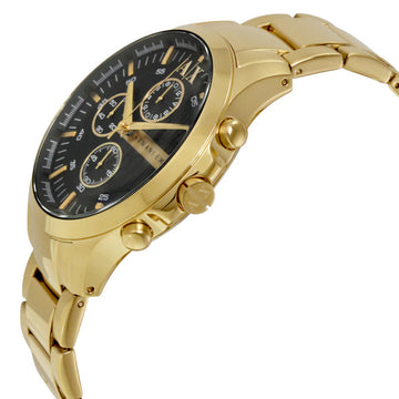 Armani Exchange Hampton Unisex 47mm Gold Bracelet Watch - Black Dial