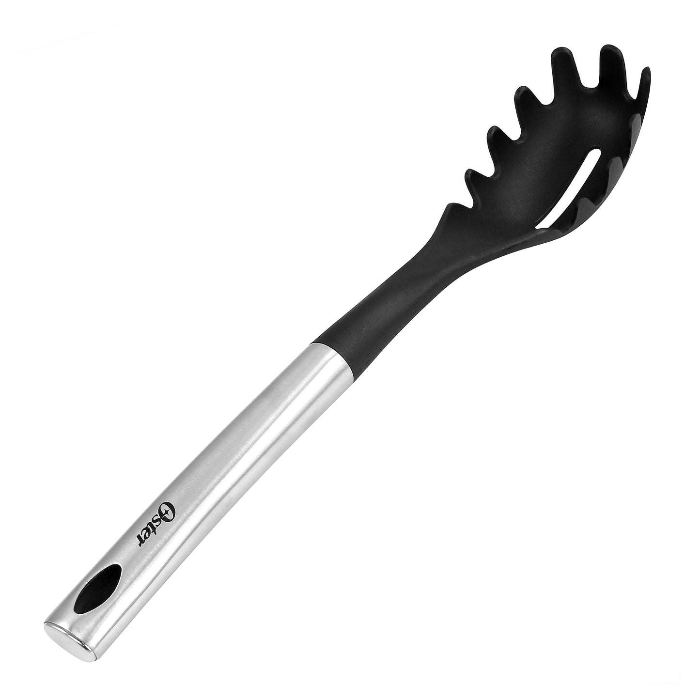 Utensilio de cocina para servir pasta de nailon Oster Baldwyn con mango de acero inoxidable, color negro