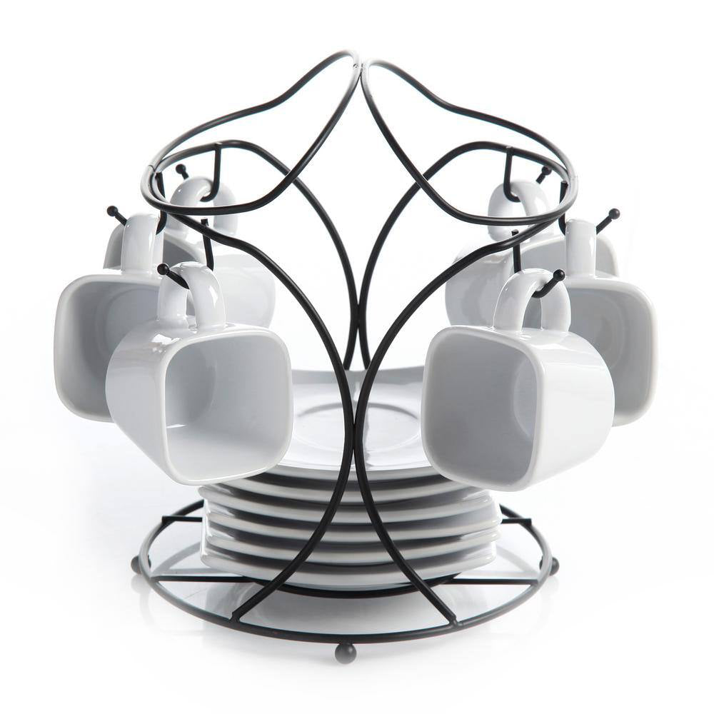 Gibson Gracious 3.5 oz Dining Saucer Set with Metal Rack - White