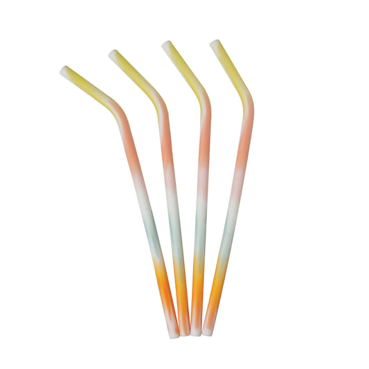 Krumbs Kitchen Tye Dye Silicone Straws - Set of 4