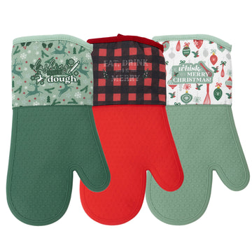 Manoplas para horno navideñas de estilo rústico de Krumbs Kitchen