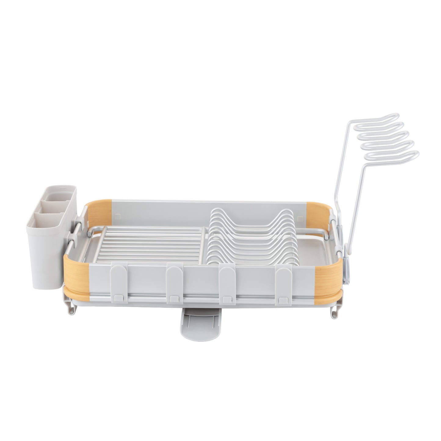 Escurridor de platos de un solo nivel de aluminio con soporte para copas de vino, modelo 035C de Appliance Basics, color blanco