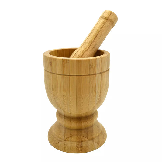 IMUSA Small Bamboo Mortar and Pestle - Brown