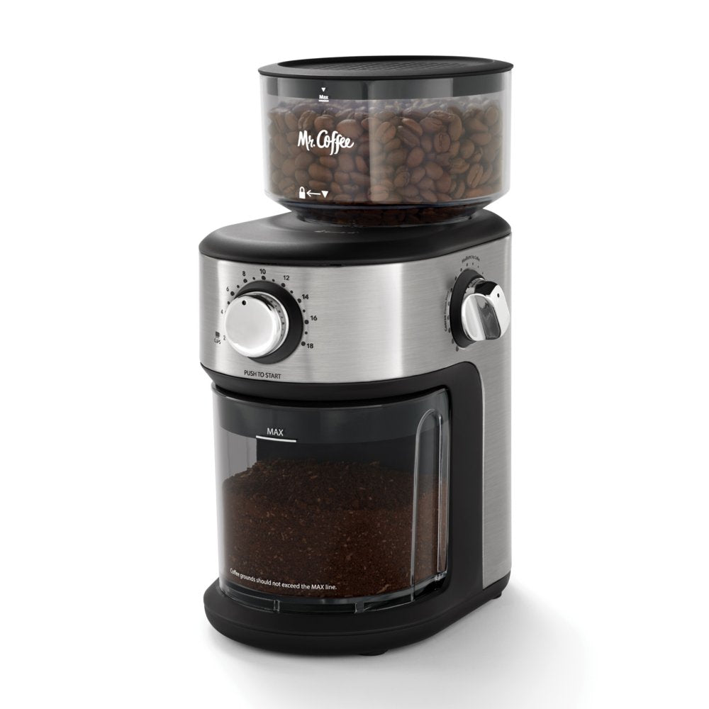 Mr. Coffee 2141813 18-Cup Cafe Grind Automatic Burr Grinder - Stainless Steel/Black