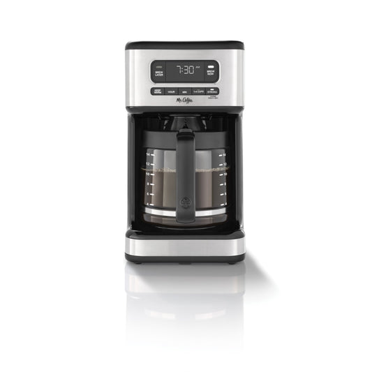 Cafetera programable Mr. Coffee 2182347 de 14 tazas - Acero inoxidable claro y color negro