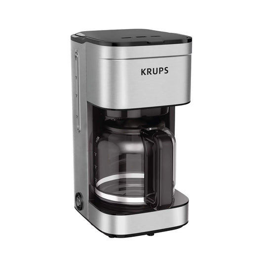 Cafetera de goteo Krups Simply Brew de 10 tazas con filtro, color negro y plateado