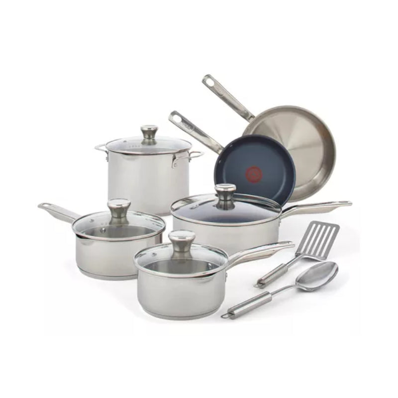 T-fal Platinum Stainless Steel Cookware Set (12 Pieces)  - Silver