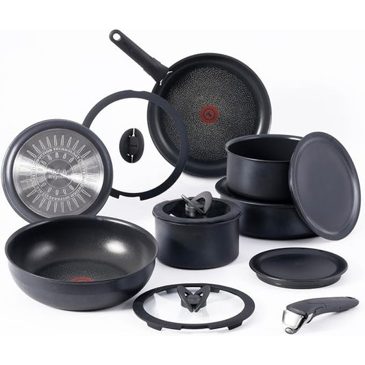 Batería de cocina antiadherente T-fal Ingenio Expertise (juego de 14) - Negro ónix