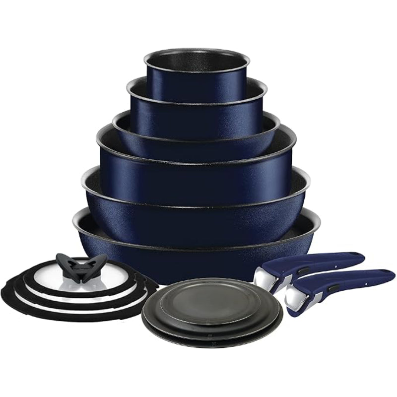 Batería de cocina antiadherente T-fal Ingenio Expertise (juego de 14) - Azul cobalto