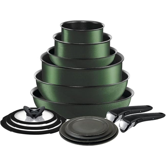 Batería de cocina antiadherente T-fal Ingenio Expertise (juego de 14) - Verde bosque