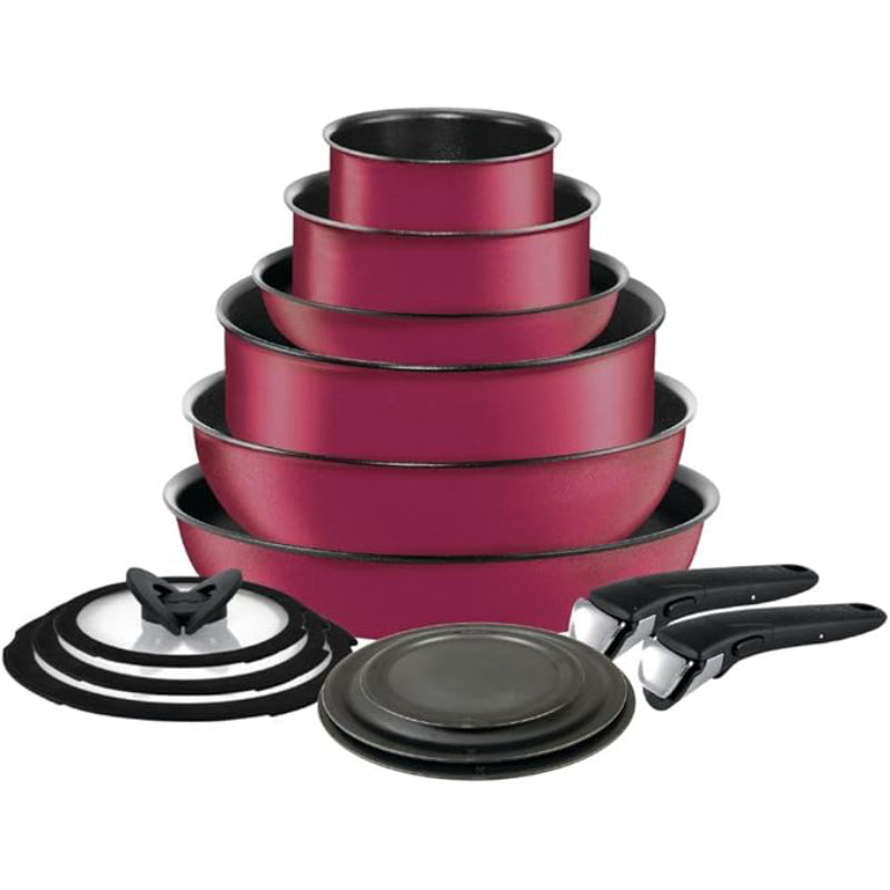 Batería de cocina antiadherente T-fal Ingenio Expertise (juego de 14) - Rosa