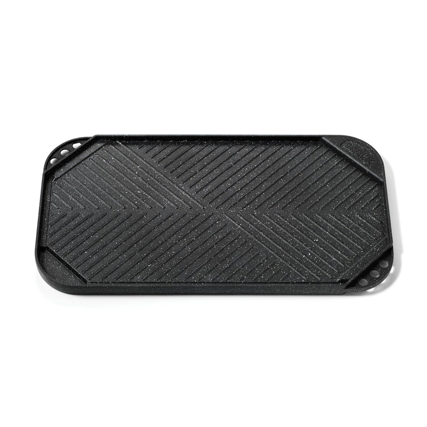 Parrilla/plancha reversible antiadherente de aluminio Starfrit The Rock de 10,6" x 19,5", color negro