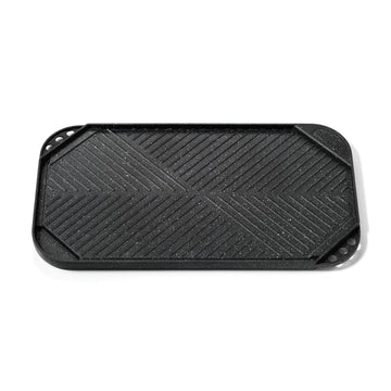 Parrilla/plancha reversible antiadherente de aluminio Starfrit The Rock de 10,6" x 19,5", color negro