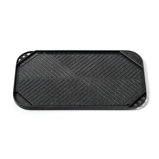 Parrilla/plancha reversible antiadherente de aluminio Starfrit The Rock de 10,6" x 19,5", color negro
