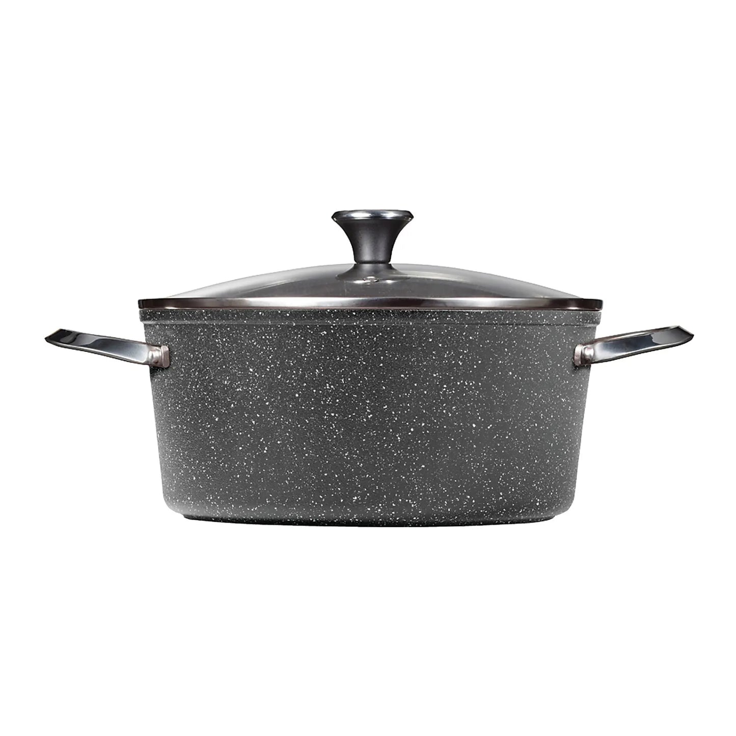 Starfrit The Rock 7.2 Quart Aluminum Non-Stick Stock Pot with Glass Lid - Black