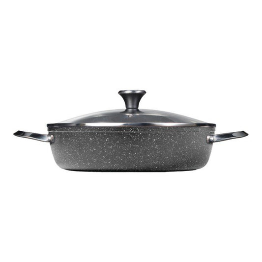 Starfrit The Rock 5 Quart Aluminum Non-Stick Dutch Oven with Glass Lid - Black