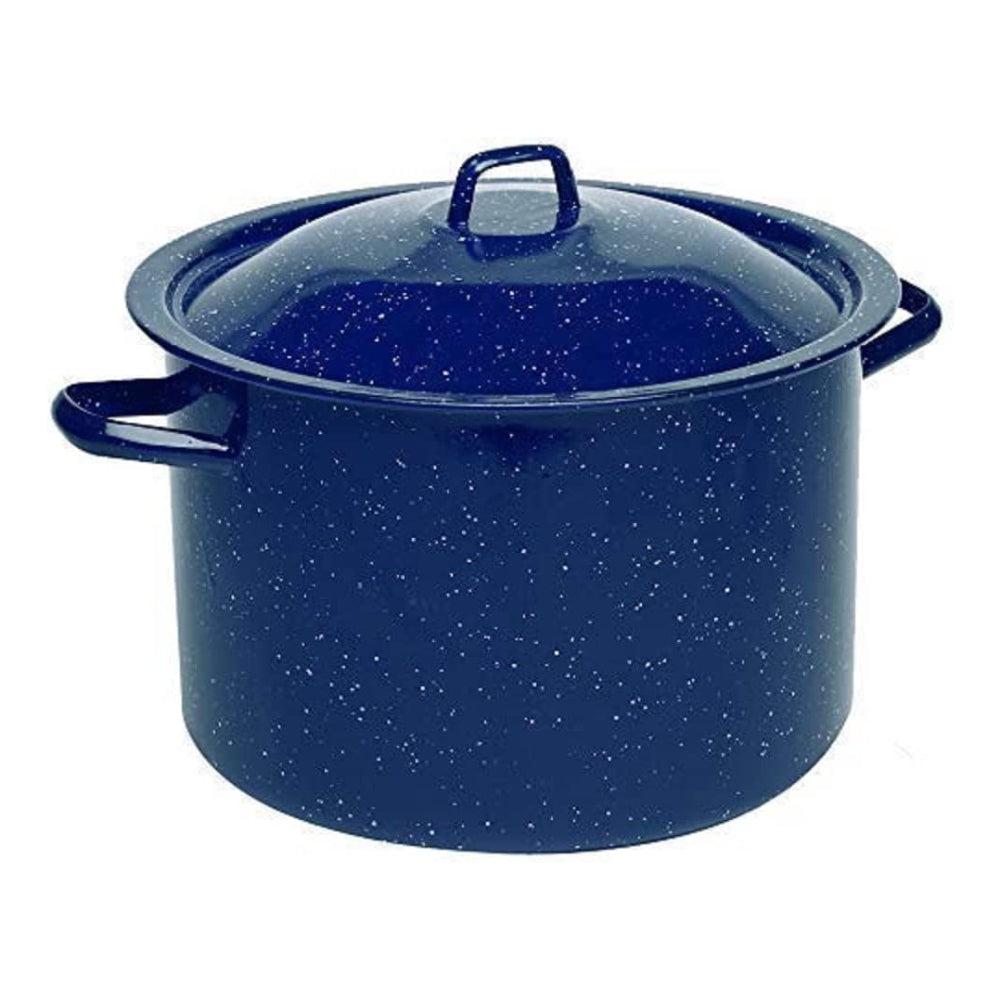 IMUSA 4 Quart Speckled Enamel Stock Pot with Lid - Blue