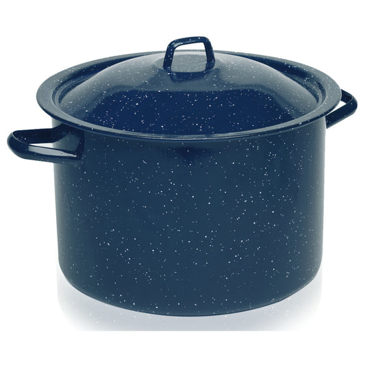 IMUSA 6 Quart Speckled Enamel Stock Pot with Lid - Blue