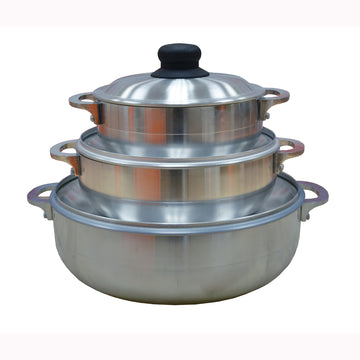 IMUSA Aluminum Caldero with Handles (Set of 3) - Silver
