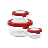 Anchor Hocking TrueSeal Glass Food Storage Set with Lids (6-Piece) - Red/Clear