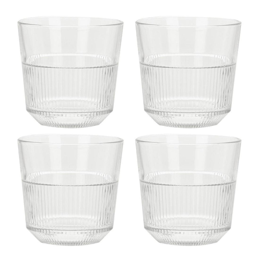 Koopman 10 oz Striped Drink Glass Set of 4