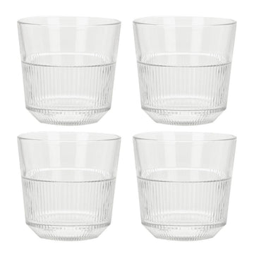 Koopman 10 oz Striped Drink Glass Set of 4 - Clear