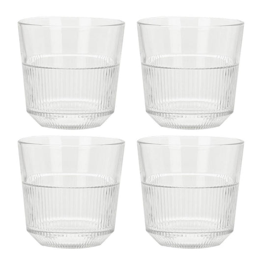 Juego de 4 vasos para bebidas a rayas Koopman de 10 oz