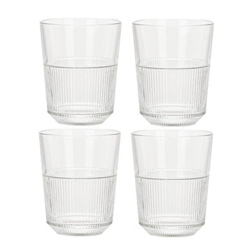 Koopman 11 oz Striped Drink Glass Set of 4 - Clear