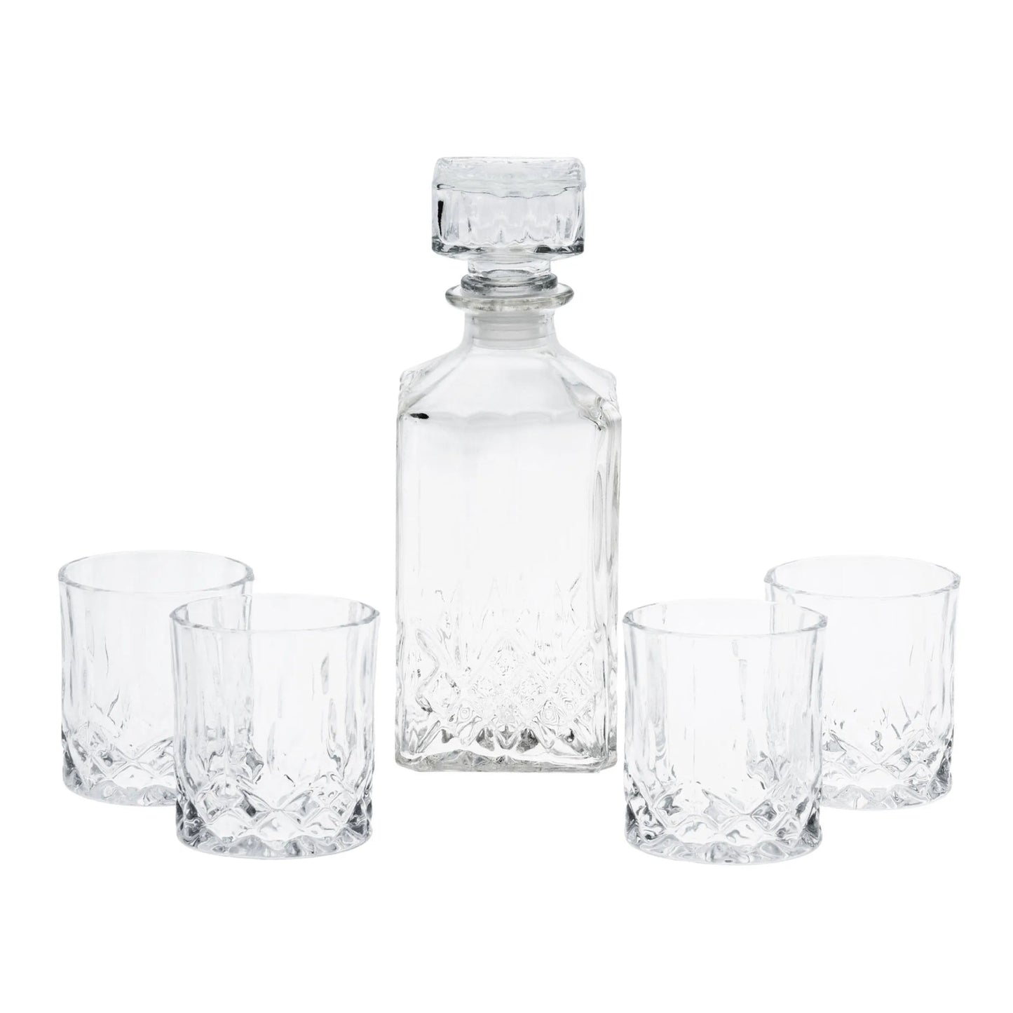 Koopman Decanter and Glasses 5-Piece Set, Clear