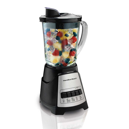 Hamilton Beach Power Elite Multi-Function Blender with Mess-free 40oz Glass Jar, 700W Black & Stainless