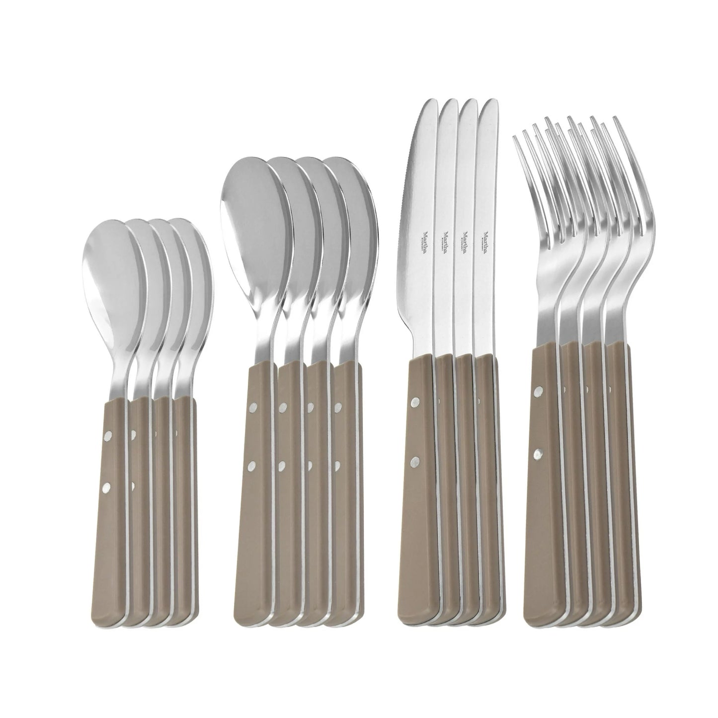 Martha Stewart Garden Cottage Stainless Steel Flatware Set (16-Pieces) - Taupe