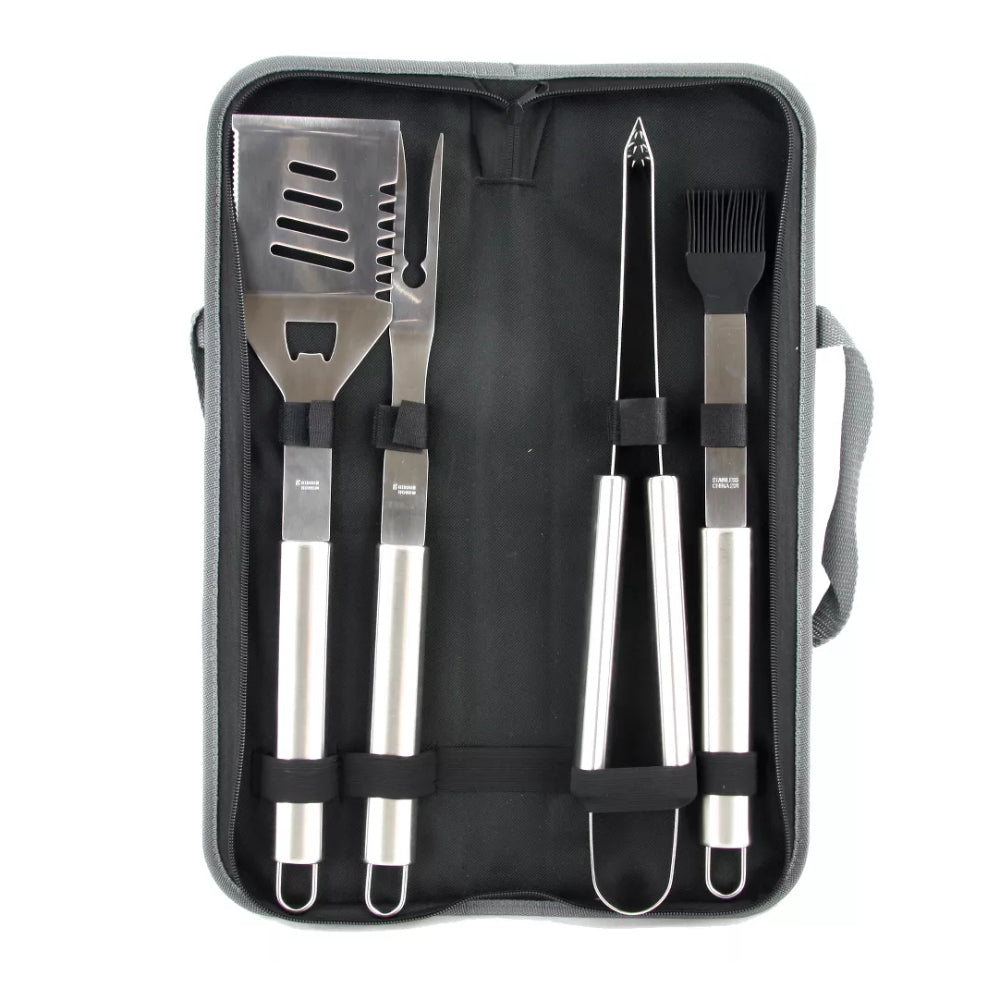 Gibson Home Grill Basics Stainless steel Barbecue Set and black canvas storage bag (5-Piece)