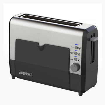 West Bend QuikServe Compact 2-Slice Toaster with Extra Wide Slots - Silver