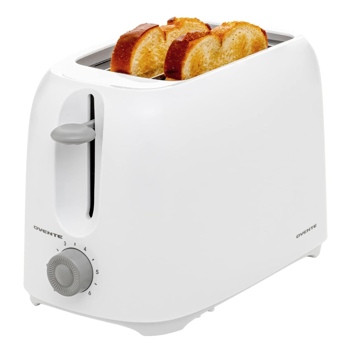 Ovente Electric 2-Slice Toaster Machine with Removable Crumb Tray - White