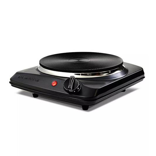 Ovente Electric Cast-Iron Burner with Adjustable Temperature Control and Indicator Light - Black