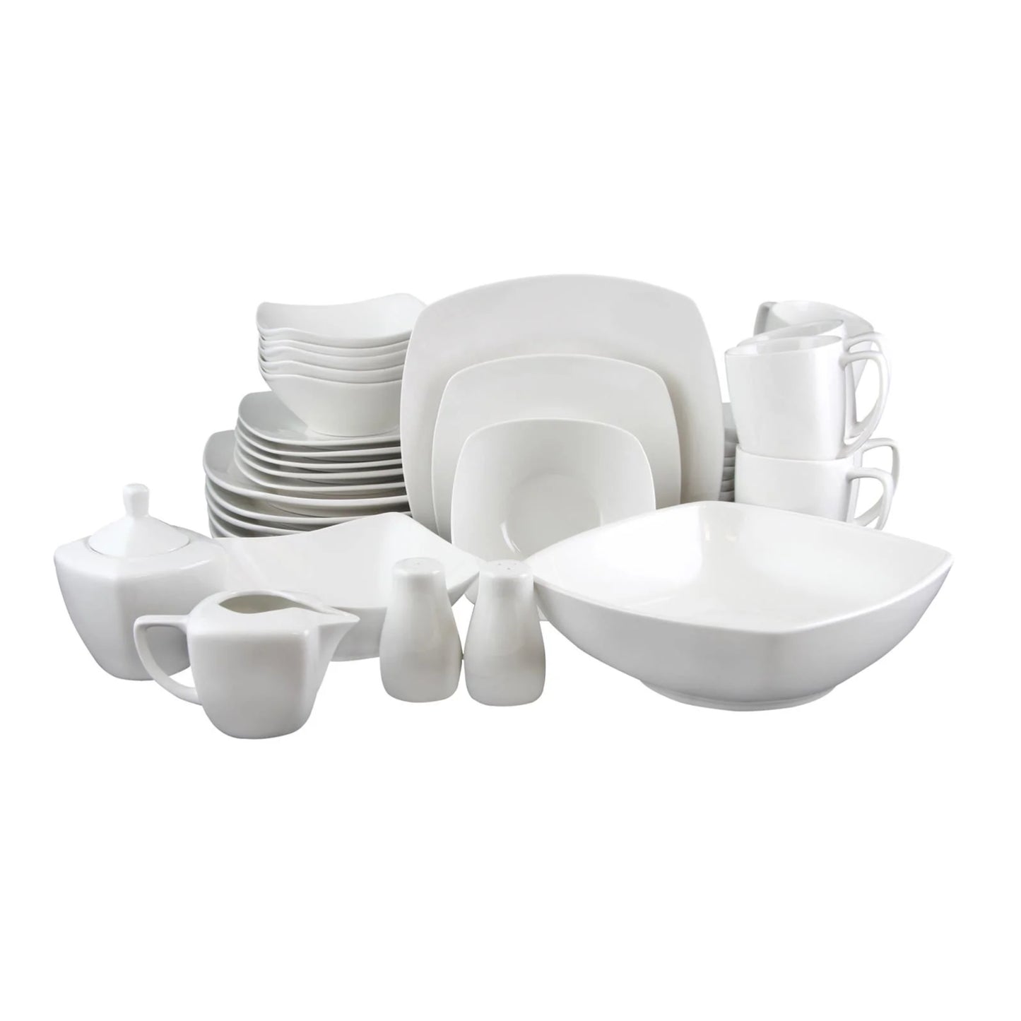 Juego de vajilla de cerámica Gibson Home Zen Buffetware (39 piezas), color blanco