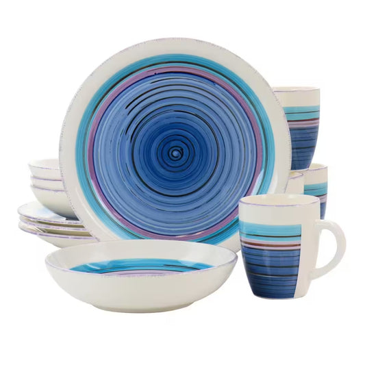 Gibson Home Richvale 12-Piece Durastone Dinnerware Set - Blue