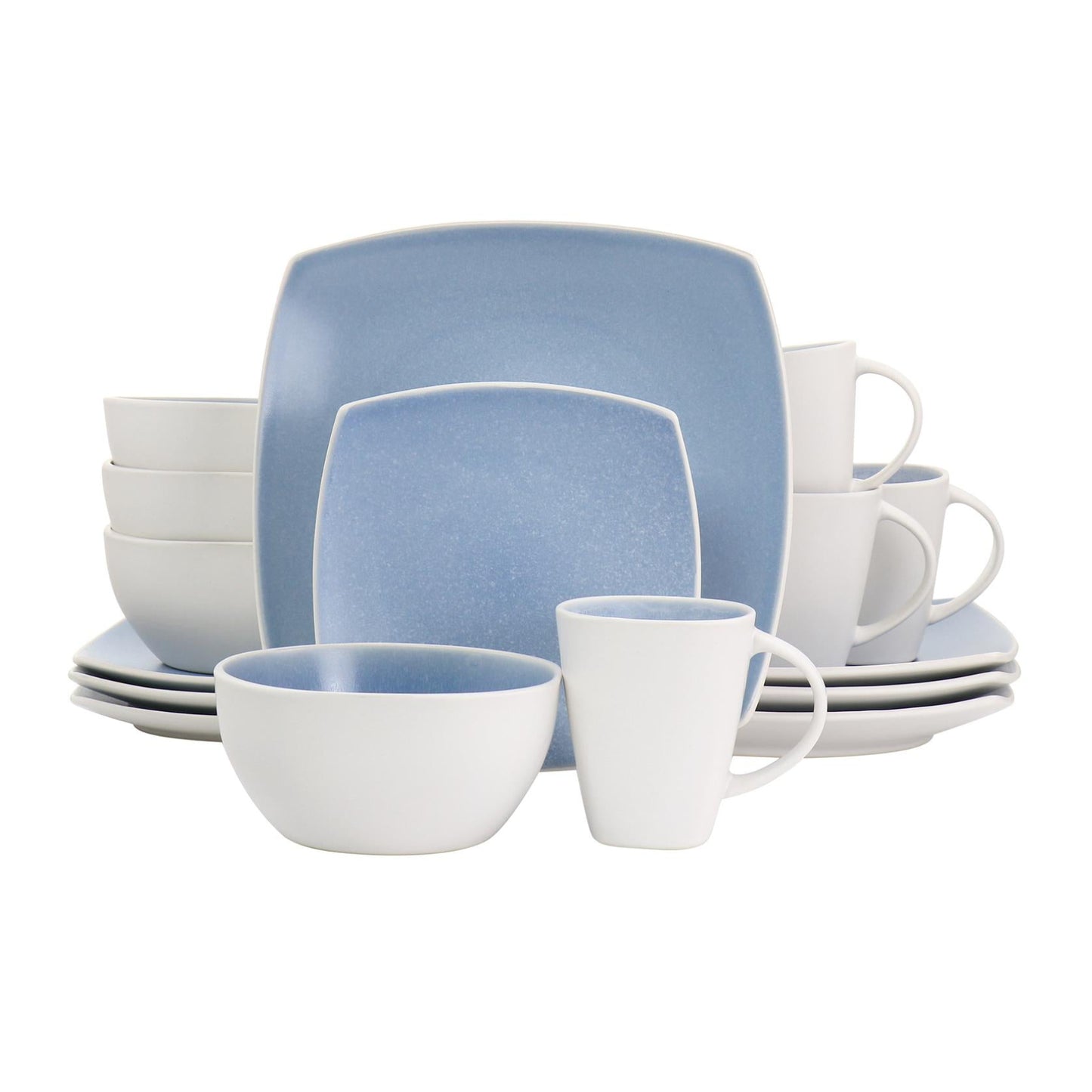 Gibson Soho Lounge Stoneware Dinnerware Set (16-piece) - Light Blue