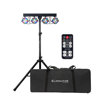 American DJ Eliminator Lighting Mini Par Bar with LED Lighting System - Black