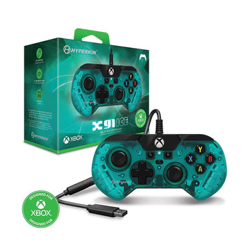 Mando con cable Hyperkin X91 Ice para Xbox Series X/S y Xbox One con disparadores analógicos de precisión - Verde agua