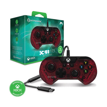 Mando con cable Hyperkin X91 Ice para Xbox Series X/S y Xbox One con disparadores analógicos de precisión - Rojo rubí
