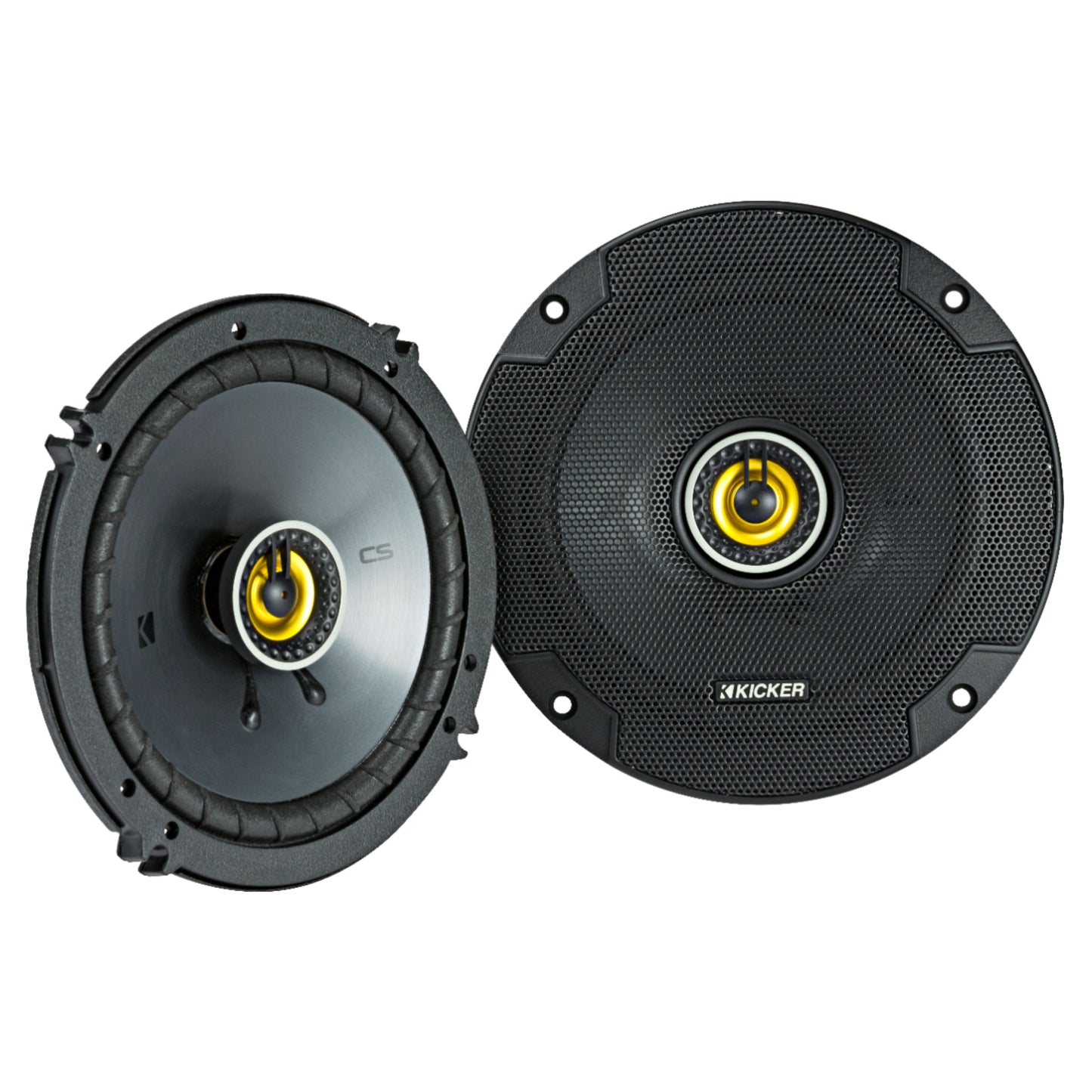 Kicker 46CSC654 CS-Series 2-Way Car Speakers with 2 woofers (Set of 2) - Yellow/Black