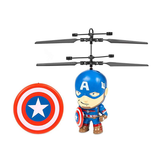 Figura voladora del Capitán América de Marvel con OVNI IR y helicóptero de cabeza grande