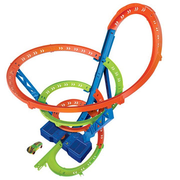 Pista de choque de velocidad en espiral de acción de Hot Wheels